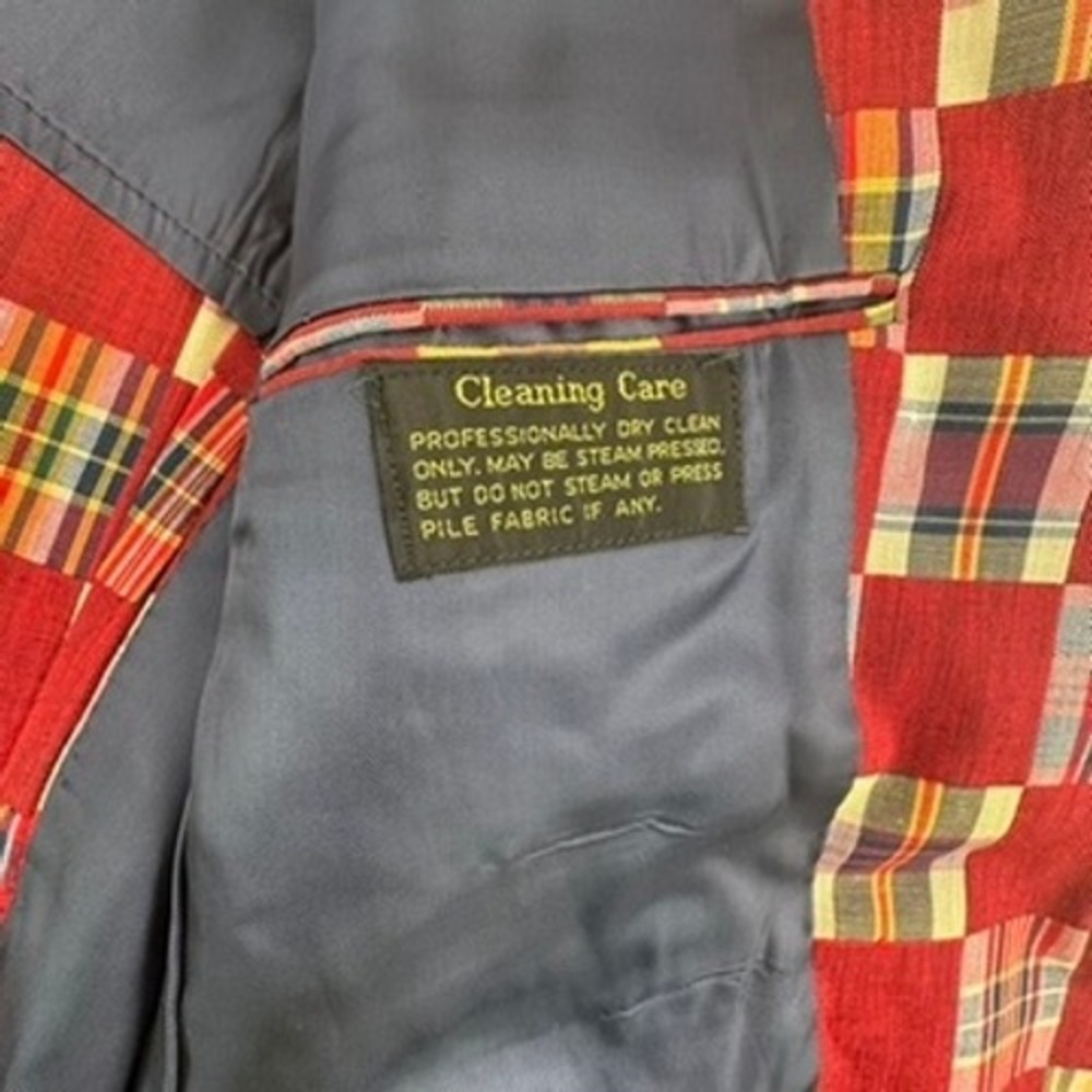 Robert Lewis Idea 42 L Mens Blazer Vintage‎ Patchwork Plaid Red Multi Sport Coat - Picture 5 of 13